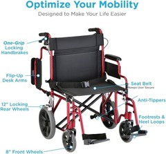 NOVA Heavy Duty Bariatric Transport Wheel Chair with 400 lb. Weight Capacity