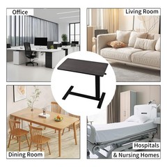 Foldable Overbed Table with Wheels Bedside Desk Espresso