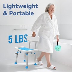 Loyoda Shower Chair for Inside Shower with Removable Back, Adjustable Height.