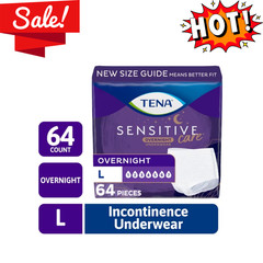 TENA Sensitive Care Overnight Incontinence Underwear Women Large 64 Count New