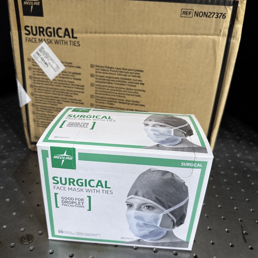 Medline 3-Ply Surgical Face Mask with Ties – 300 Count Case – (NON27377)