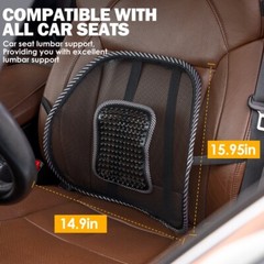 Car Seat Back Support Breathable Mesh Back Lumbar Support Cushion w/Massage Bead