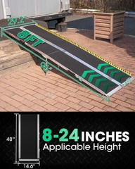 5/6/7/8FT Wheelchair Ramp Non-Skid Folding Aluminum Ramps Steps w/4 Support Legs