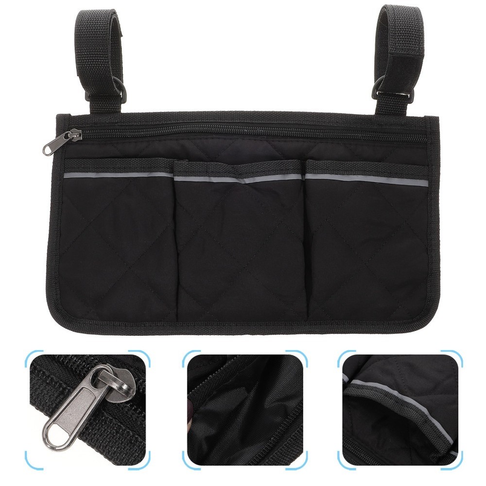 Wheelchair Hanging Pouch Organizer Storage Bag Side Arm for Electric