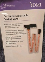 Foldable Floral Walking Cane Aluminum Derby Handle Slip Resistant New