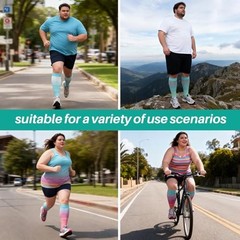 3 Pairs Plus Size Compression Socks: Wide Calf Compression 4XL Red/Blue/Yellow