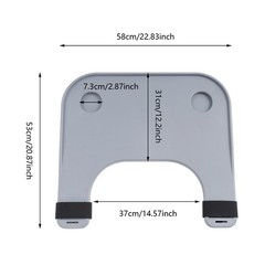 Wheelchair Table Board, Wheelchair Table Tray w/ Cup Holder Grey ABS 58*53cm