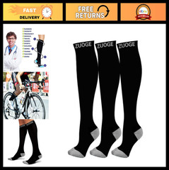 3 Pairs Compression Socks – Medical, Nursing, Travel, Running & Fitness – 15-20m