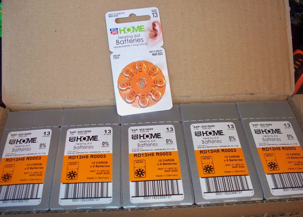 400 RITE AID HEARING AID BATTERIES 13 1.4V ZINC AIR NO MERCURY EXP 2023 NEW