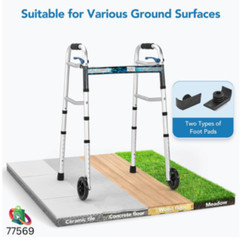 HEALTHLINE 2 Wheel Walker for Seniors & Adults – Deluxe Lightweight Foldable Wal