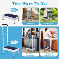Medical Step Stool with Handle Elderly Bedside Steps for High Beds