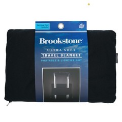 Brookstone Travel Blanket – 2-in-1 Super Soft Lightweight One Size, Black