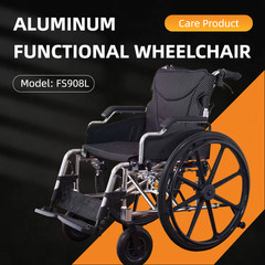 18″ Seats Aluminum Alloy Transport Wheelchair w/front & Rear Locking Hand Brakes