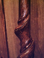 walking stick MOOSE ANTLER TINE handle VINE SPIRALED wood shaft HANDCRAFTED USA
