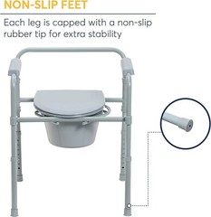 Folding Bed Side Commode Portable Toilet Seat Bucket Container Adult Potty Aid
