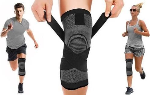 DCF Knee Compression Sleeve Large 17 19 Inch Pain Relief Support Brace Black Fit