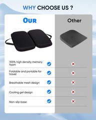 Foldable Gel Memory Foam Seat Cushion – Ideal for Office Chairs & Air Travel