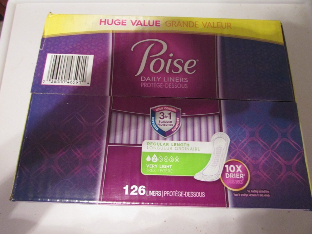 Poise Daily Incontinence Liners, Size 2, Regular Length Very Light, 126 ct