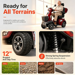 Heavy Duty 500W 4 Wheel Mobility Scooters 48V/20Ah Max Weight Capacity 700 lbs