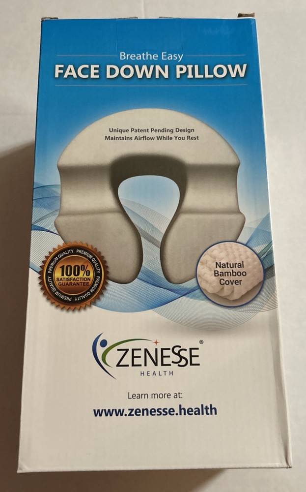 Breathe Easy Premium Face Down Pillow Zenesse Orthopedic Support Bamboo Cover