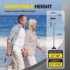 Walking Cane Adjustable 380lbs Load Capacity Offset Cushioned Handle – Mobility