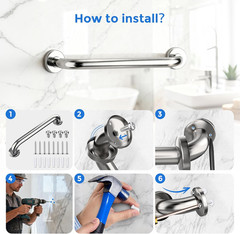 2PCS Stainless Steel Grab Bar Bathroom Safety Handicap Shower Tub Handle Support