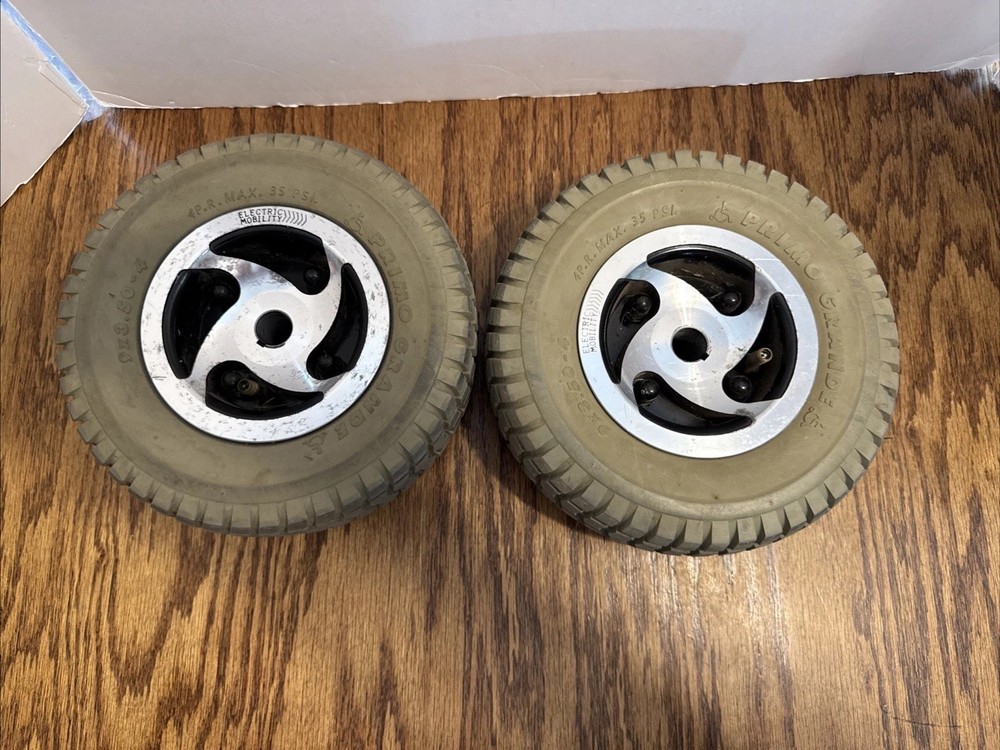 Pair Rear Wheels And Tires for Rascal 240 Good Tread 9×3.50-4