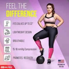 BLITZU Calf Compression Sleeves for Men Women. Footless Socks Support for Runnin