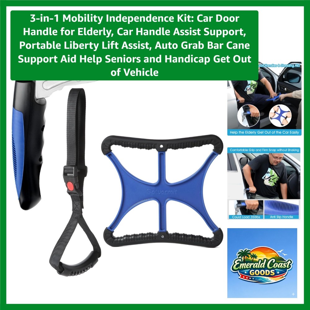 3-in-1 Mobility Independence Kit: Car Door Handle for Elderly, Car Handle Ass…