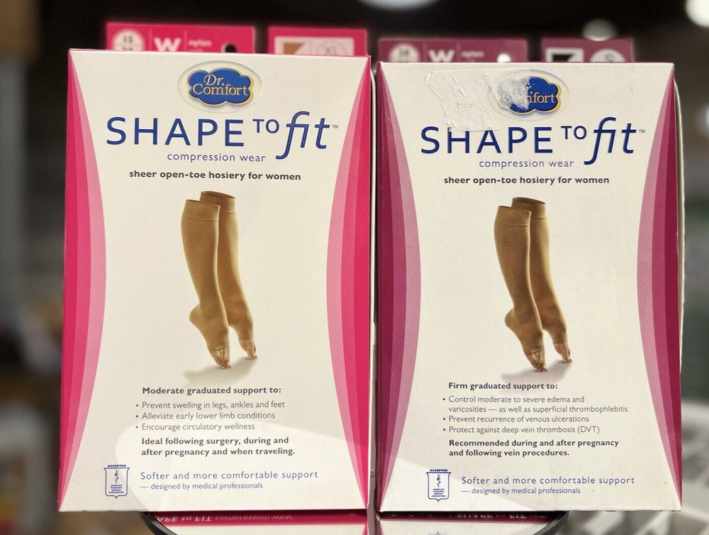 Dr. Comfort Shape to Fit Sheer Open Toe Hosiery for Women 15-20 or 20-30 mmHg