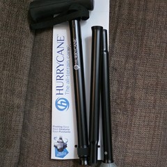 HurryCane Folding Walking Cane w/ Wrist Strap, Adjustable Height, Black