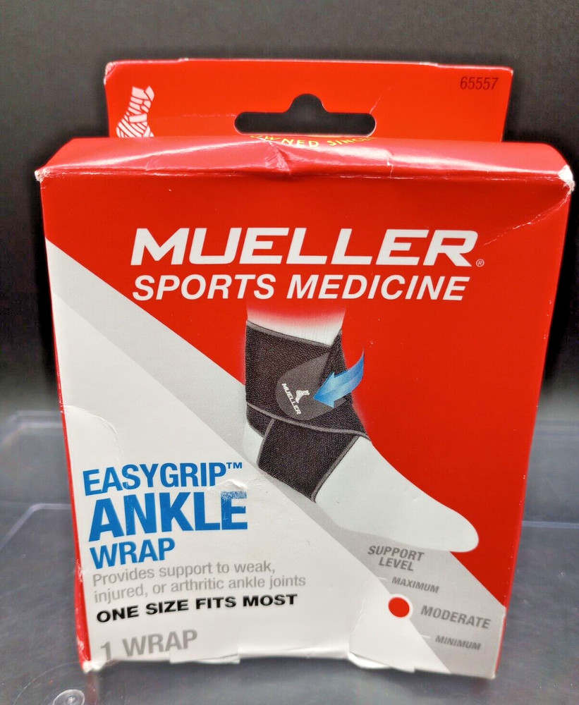 Mueller EasyGrip Ankle Wrap -One Size Fits Most -#65557 – Moderate Support Level