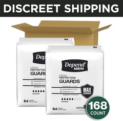 Depend Guards Incontinence Pads for Men, Maximum Absorbency, 168 Count, Packagin