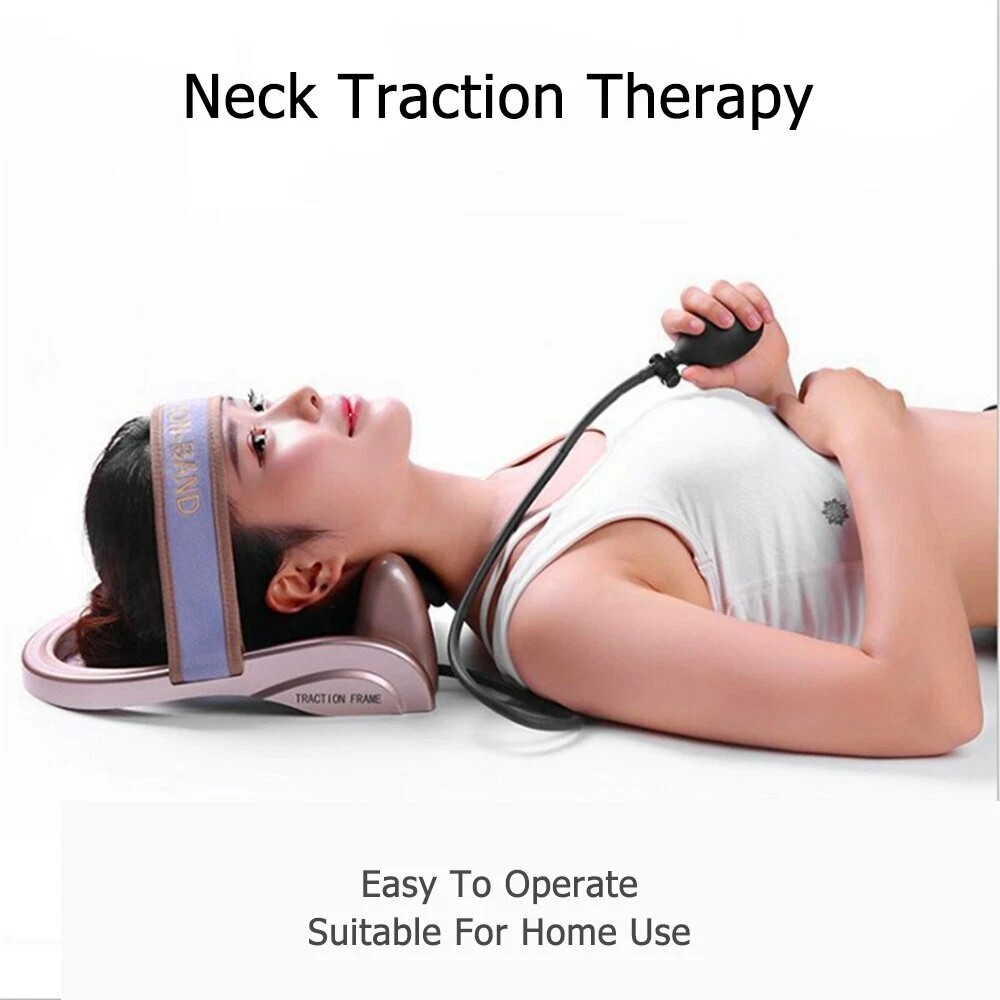 Inflatable Neck Traction Cervical Posture Stretching Device Air Pump Spine Verte