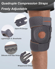 Adjustable Knee Brace with Stabilizers and Gel Pad for Pain Relief