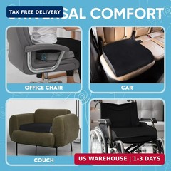 Large Seat Cushion (19″ x 17″ x 3″) Memory Foam for Office Chair, Wheelchair Cus