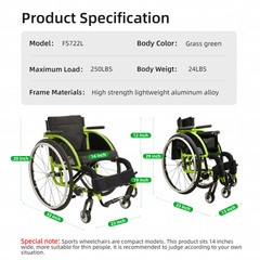 Aluminum Foldable Lightweight 24lb Manual Wheelchair Adult Sport Wheelchair FDA