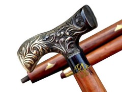 Wooden Walking Stick Antique Rosewood Cane & Solid Brass Metal Vintage Cane gift