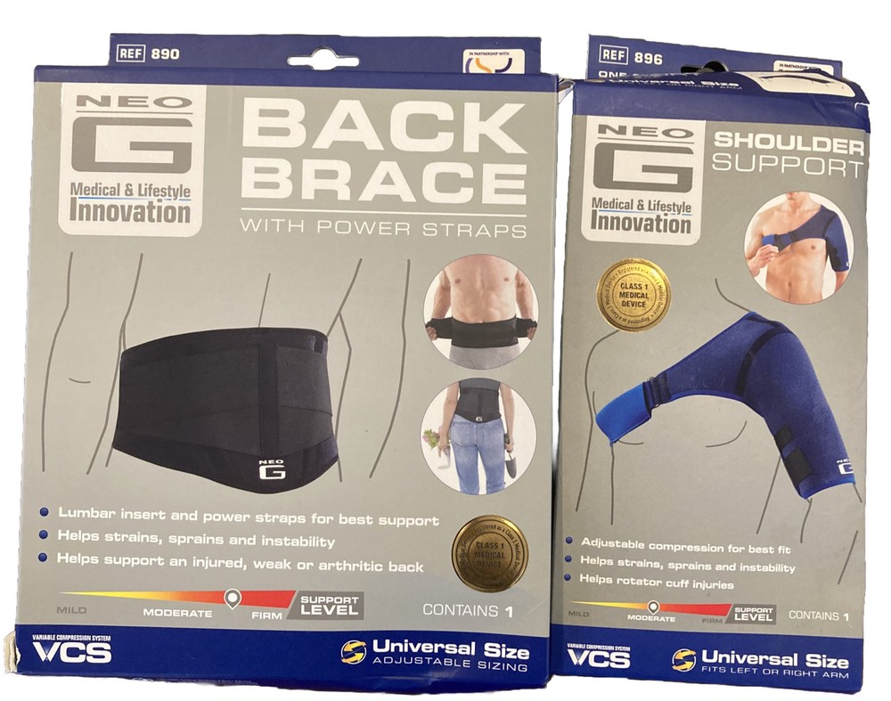 Neo G Shoulder Support Brace Universal + Back Brace w/ Power Straps