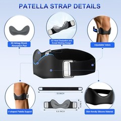 Silicone Patellar Tendon Support Strap, Adjustable Non-Slip One Size 1 Gray