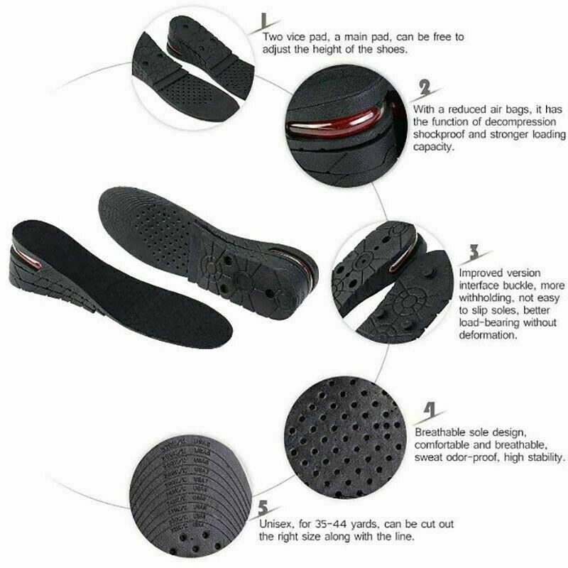 5cm Air Cushion Height Increase Heel Shoes Insoles Inserts Taller Lift Pad