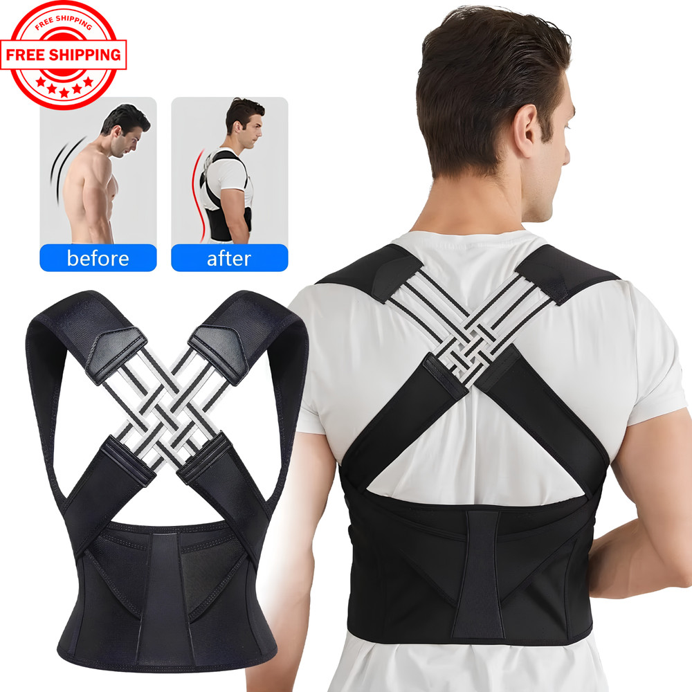 Back Brace Posture Corrector Adjustable Upper Back Shoulder Support Women Men