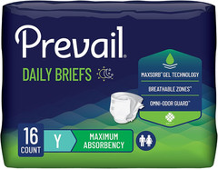 Incontinence Briefs, Unisex, Maximum Absorbency, Youth (15″ – 22″), 16