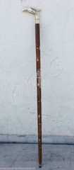 Brass Head Handle Decorative Brown Wooden Walking Stick Cane 37“ Handmade Style