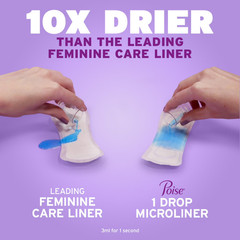 Poise Microliners Incontinence Liners, Long, 1 Drop Lightest, 50 Count x 6 Pack