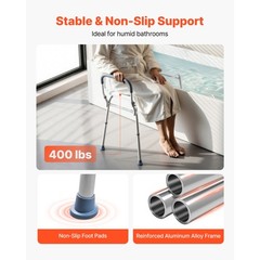 Uimoso Sliding Shower Chair with Cut-Out Seat and Backrest, Supports 400 lbs