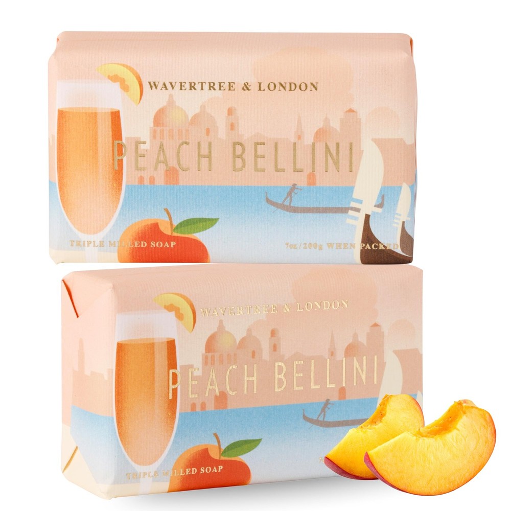 Wavertree & London Peach Bellini Soap 2 Bars 7oz Natural Moisturizing