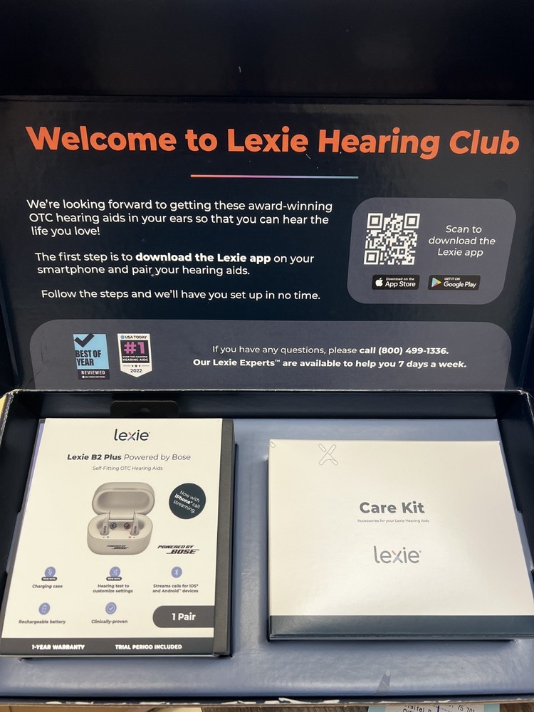 Lexie B2 Plus Self-Fitting OTC Hearing Aids powered by Bose w/Care Kit