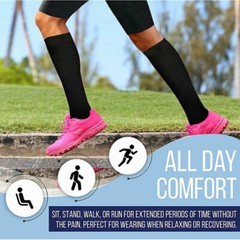 (3 Pairs) Copper Compression Socks 15-20mmHg Miracle Support Mens Womens (S~XL)