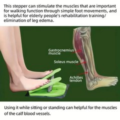 Simple Leg Exerciser While Sitting for Seniors, Foot Pedal Green, Green
